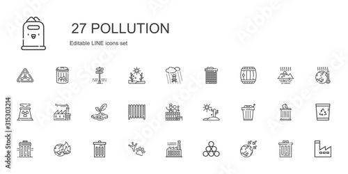 pollution icons set