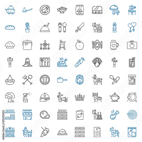 dinner icons set
