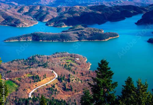 Beautiful landscape on the lake of Plastiras in central Greece. photo