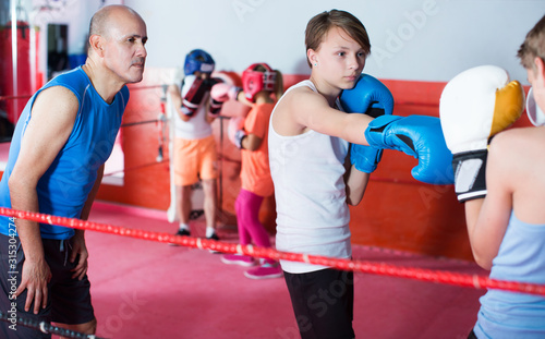 Boxer sparring on the ring