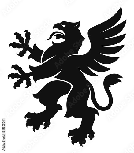 Heraldic griffin simple black