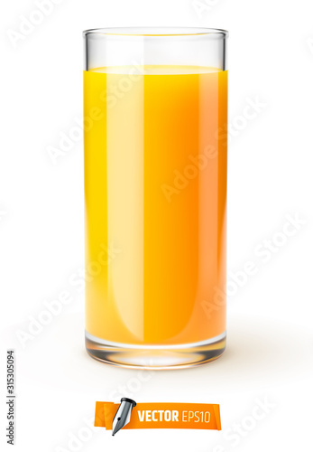 Verre de jus de fruit vectoriel sur fond blanc