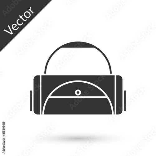Grey Sport bag icon isolated on white background. Vector Illustration