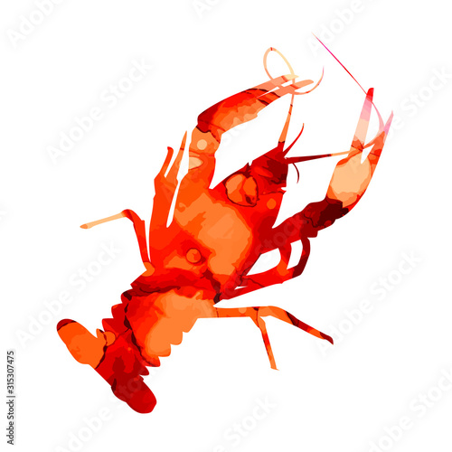 Red cancer watercolor. Mixed media. Vector illustration