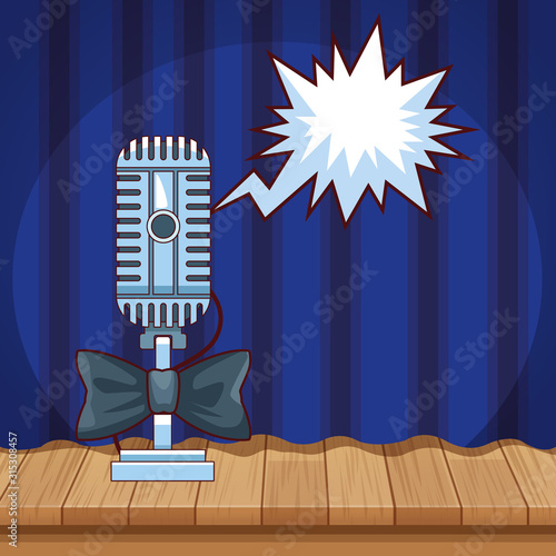 microphone with bow tie sound stage stand up comedy show