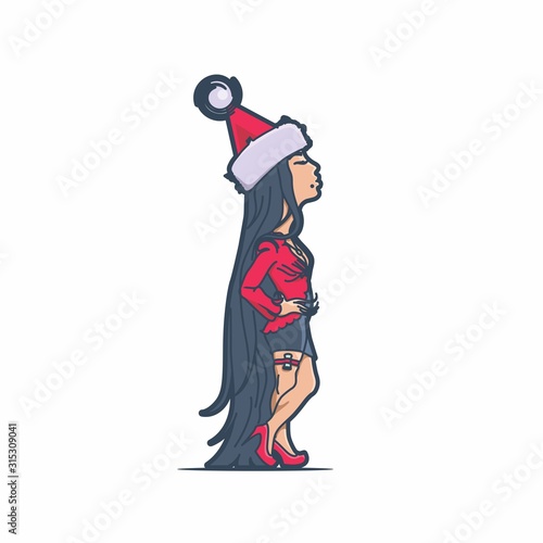 Arrogant girl with a red hat.