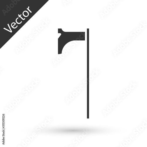 Grey Medieval axe icon isolated on white background. Battle axe, executioner axe. Medieval weapon. Vector Illustration