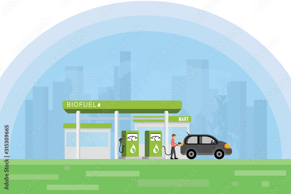 Biofuel petrol refill station. Green energy. Alternative power.