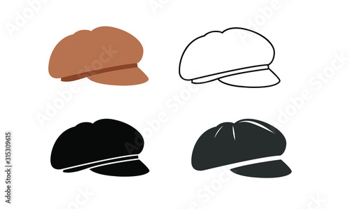 collection of flat cap icon line logo design illustration