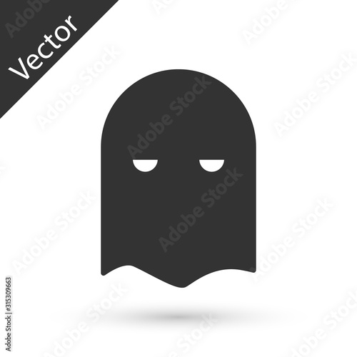 Grey Executioner mask icon isolated on white background. Hangman, torturer, executor, tormentor, butcher, headsman icon. Vector Illustration