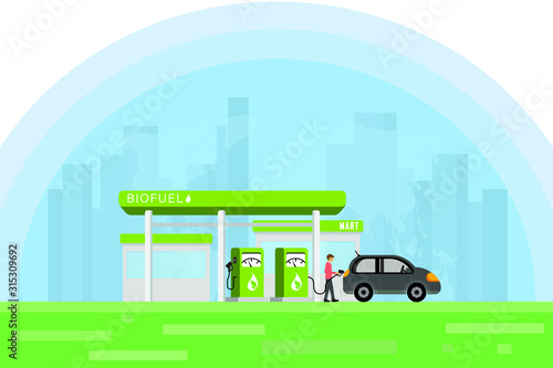 Biofuel petrol refill station. Green energy. Alternative power.