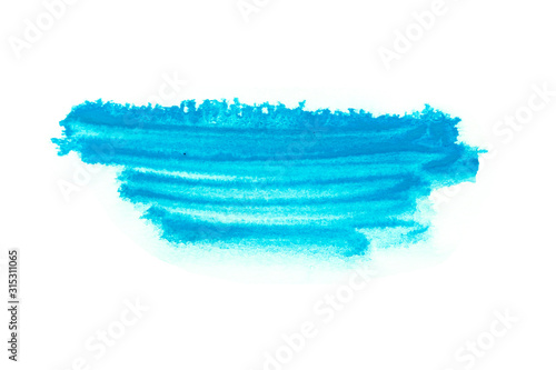 Blue sky watercolor on white background.The color splashing in the paper.It is a hand drawn. For text, element for decoration.