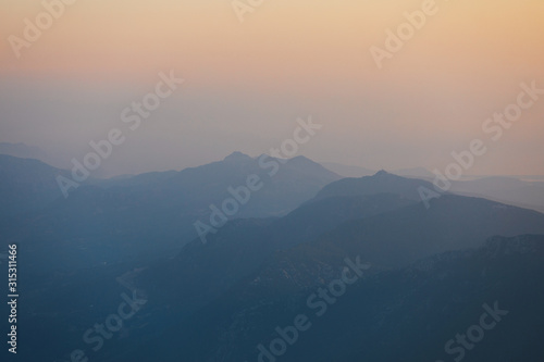 Panorama of the mountains at sunset. © LALSSTOCK