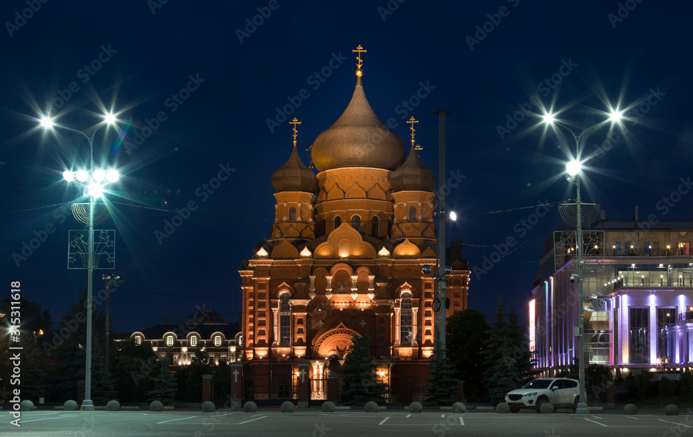 Obraz premium Ancient kremlin in Tula at night, Russia