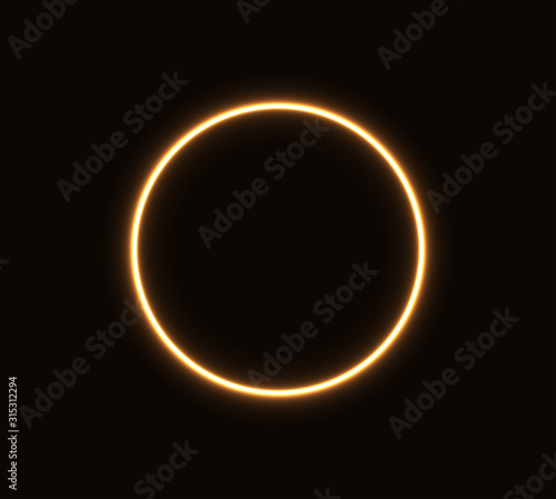  Yellow neon circle for a banner. Glowing geometric shape icon. EPS 10