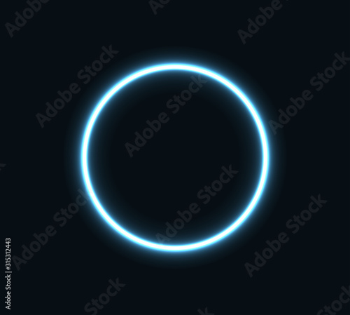 Blue glowing neon circle for a banner. EPS 10