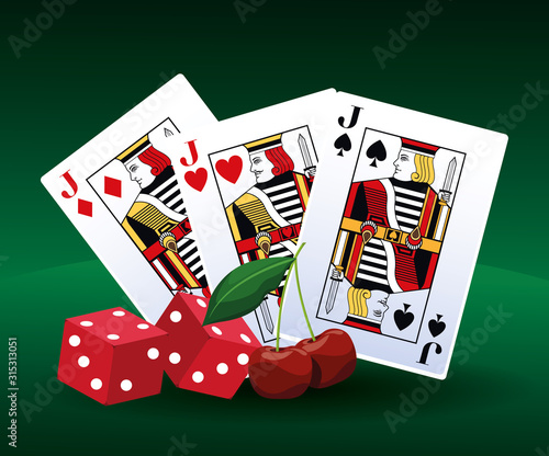 poker cards dices and cherry betting game gambling casino