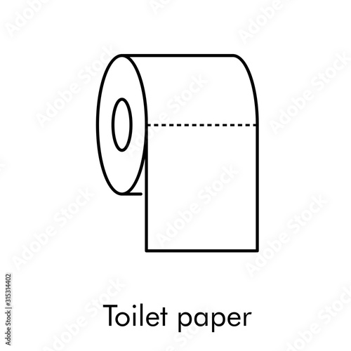 Icono plano lineal papel higiénico en color negro