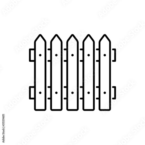 Icono plano lineal cerca de estacas de madera en color negro