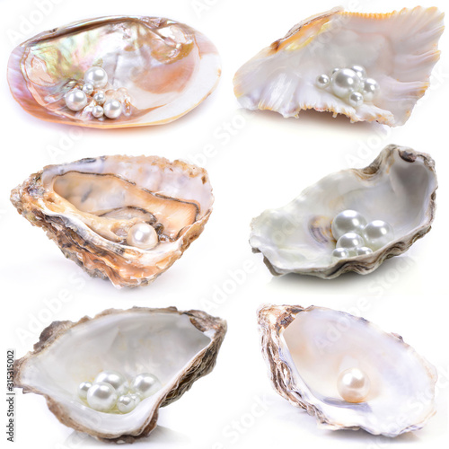 Natural pearls inside the oyster shell