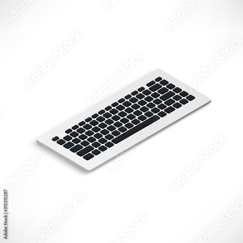 Realistic keyboard Isometric Vector Illustration. 3d electronic computer icon isolated on white background. For Mobile, Web, Print, Application