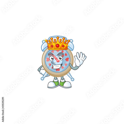 A stunning of clock love stylized of King on cartoon mascot style