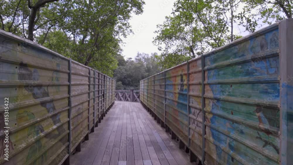 A Bridge Made Of A Closed Metal Fence To Protect The Tourists - Medium Shot A Bridge Made Of A Closed Metal Fence To Protect The Tourists - Medium Shot