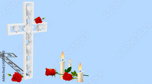 cross with rose