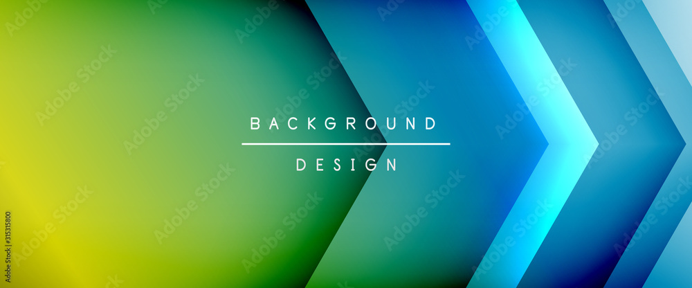 Obraz Arrow lines, technology digital template with shadows and lights on gradient background. Trendy simple fluid color gradient abstract background with dynamic straight shadow lines effect