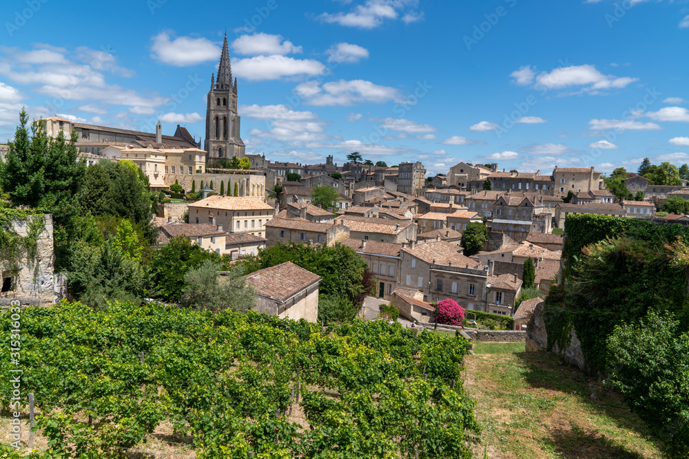 top view panoramic of unesco village of Saint-Emilion Bordeaux France