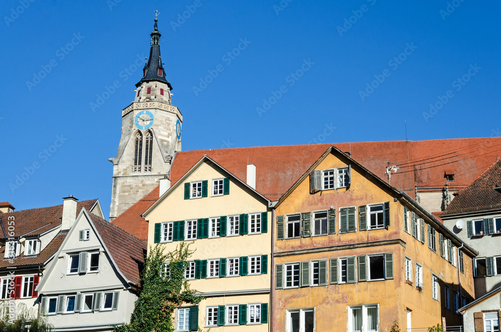Typical German medieval town houses in Tübingen in Southern Germany