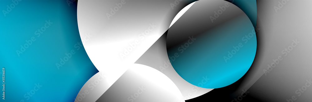 Dynamic trendy geometrical abstract background. Circles, round shapes 3d shadow effects and fluid gradients. Modern overlapping round forms Dynamic trendy geometrical abstract background. Circles, round shapes 3d shadow effects and fluid gradients. Modern overlapping round forms