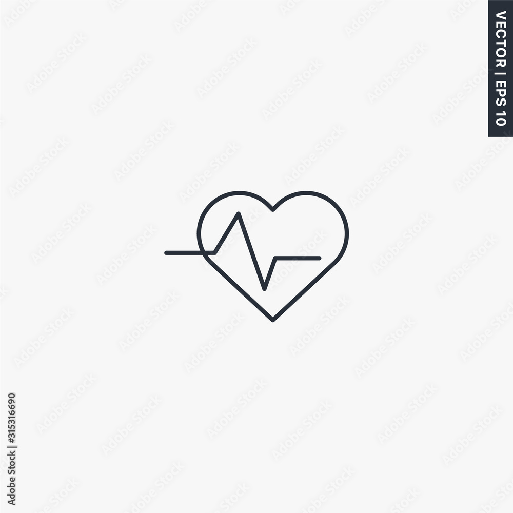 Heart-rating, linear style sign for mobile concept and web design