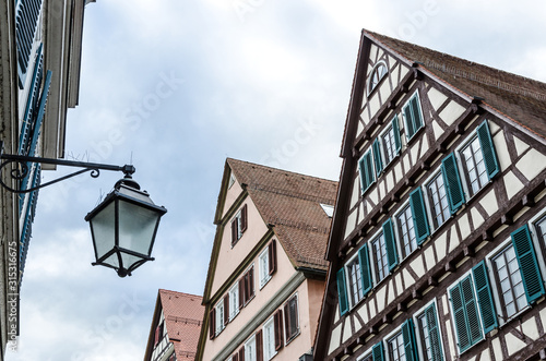 Typical German medieval architecture in Tübingen in Southern Germany © Calado