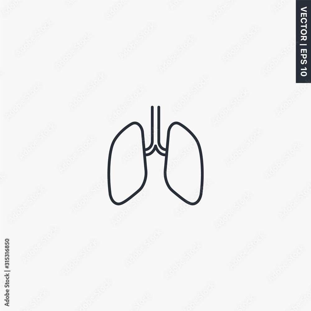 Lungs, linear style sign for mobile concept and web design Lungs, linear style sign for mobile concept and web design