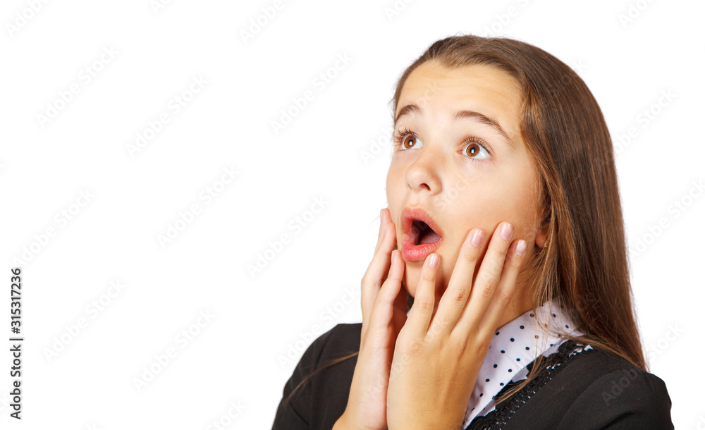 surprised teen girl covering her mouth with hands surprised teen girl covering her mouth with hands