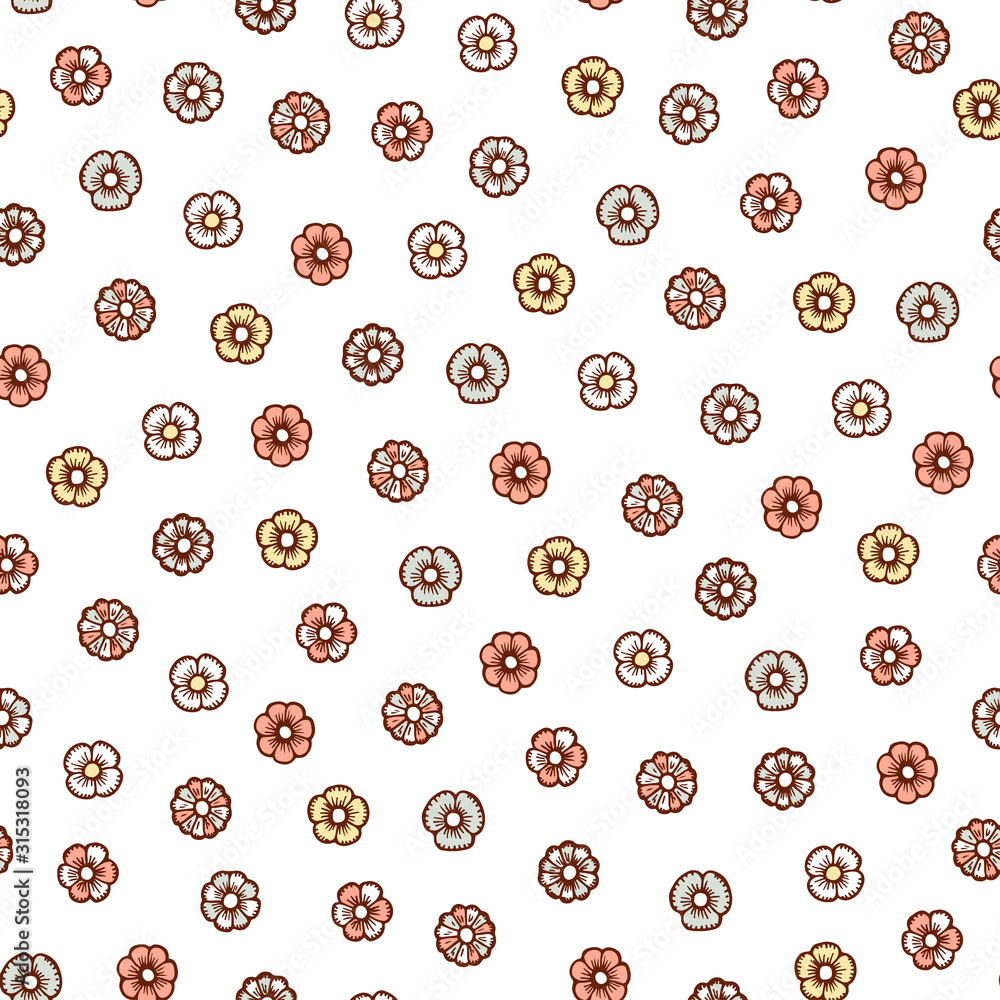 Hand drawn doodle flowers Seamless pattern Hand drawn doodle flowers Seamless pattern