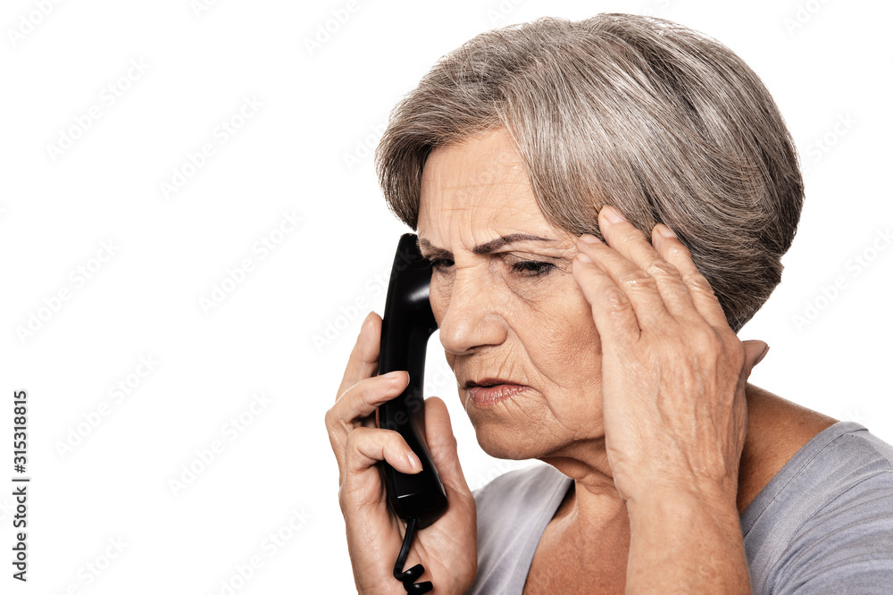 Portrait of beautiful senior woman talking on phone Portrait of beautiful senior woman talking on phone