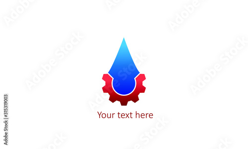 creative Drop Motor lubricant oil and gears illustration, vector logo design template eps 10 for industry and automotive
