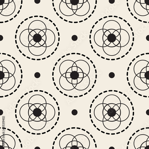 seamless monochrome flower from circle pattern background