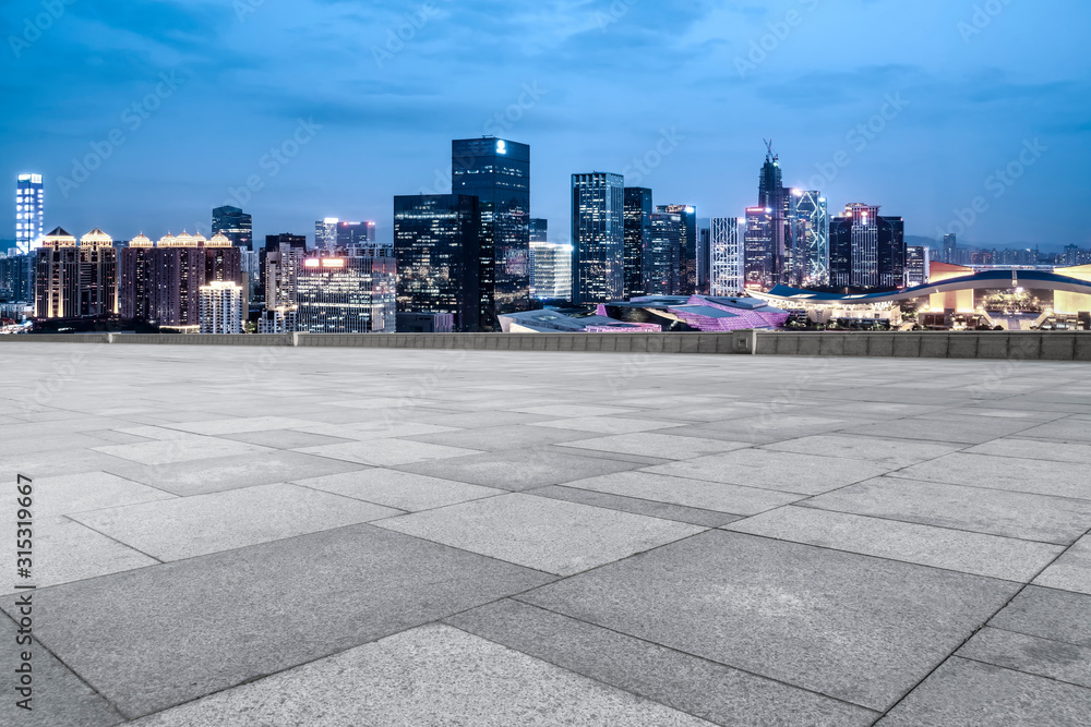 modern skyline and empty road modern skyline and empty road