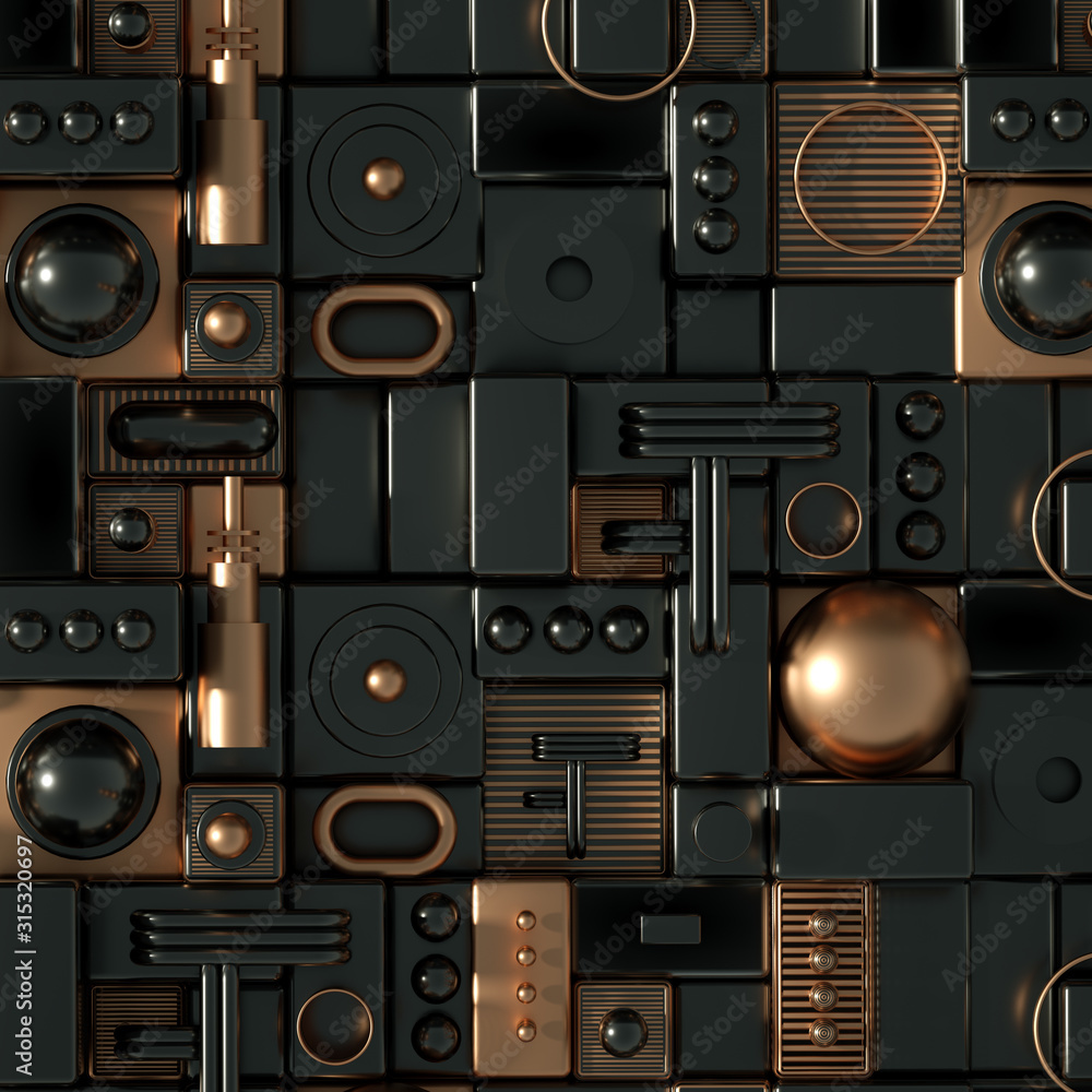 Obraz premium Modern minimalism futuristic background with cubes and balls. 3d illustration, 3d rendering.