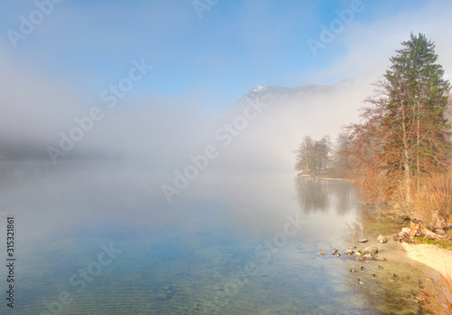 Bohinj Lake in Fog  Slovenia