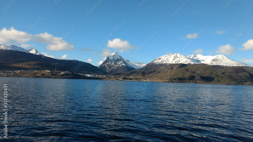 Snowy Andes Mountains Surrounding Ushuaia City Snowy Andes Mountains Surrounding Ushuaia City