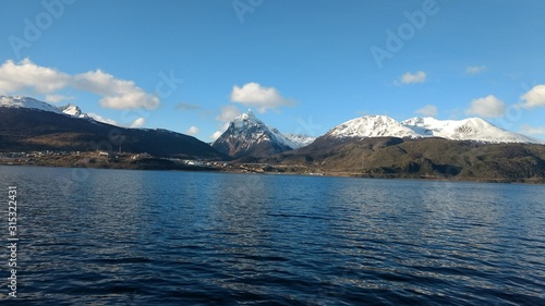 Snowy Andes Mountains Surrounding Ushuaia City