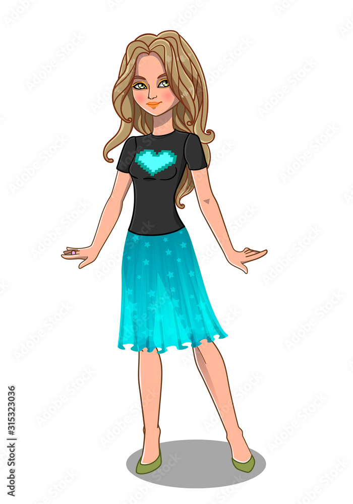 Cute girl in fashionable clothes. Vector illustration Cute girl in fashionable clothes. Vector illustration