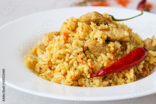 Homemade pilaf with pork