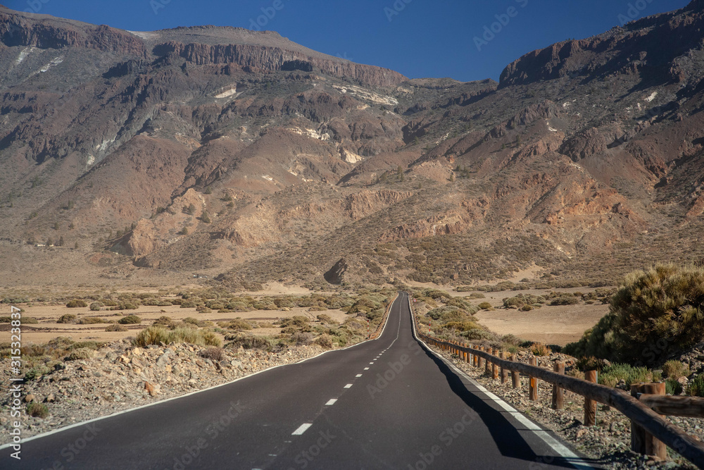 road in teide national park spain