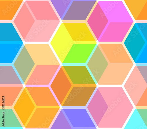 Seamless hexagonal background in soft pastel colors.