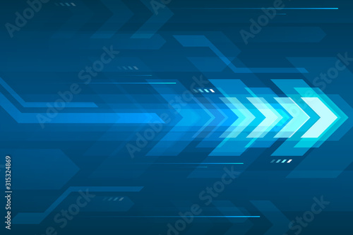 Carta da parati Arrow speed abstract blue background, communication data transfer technology concept